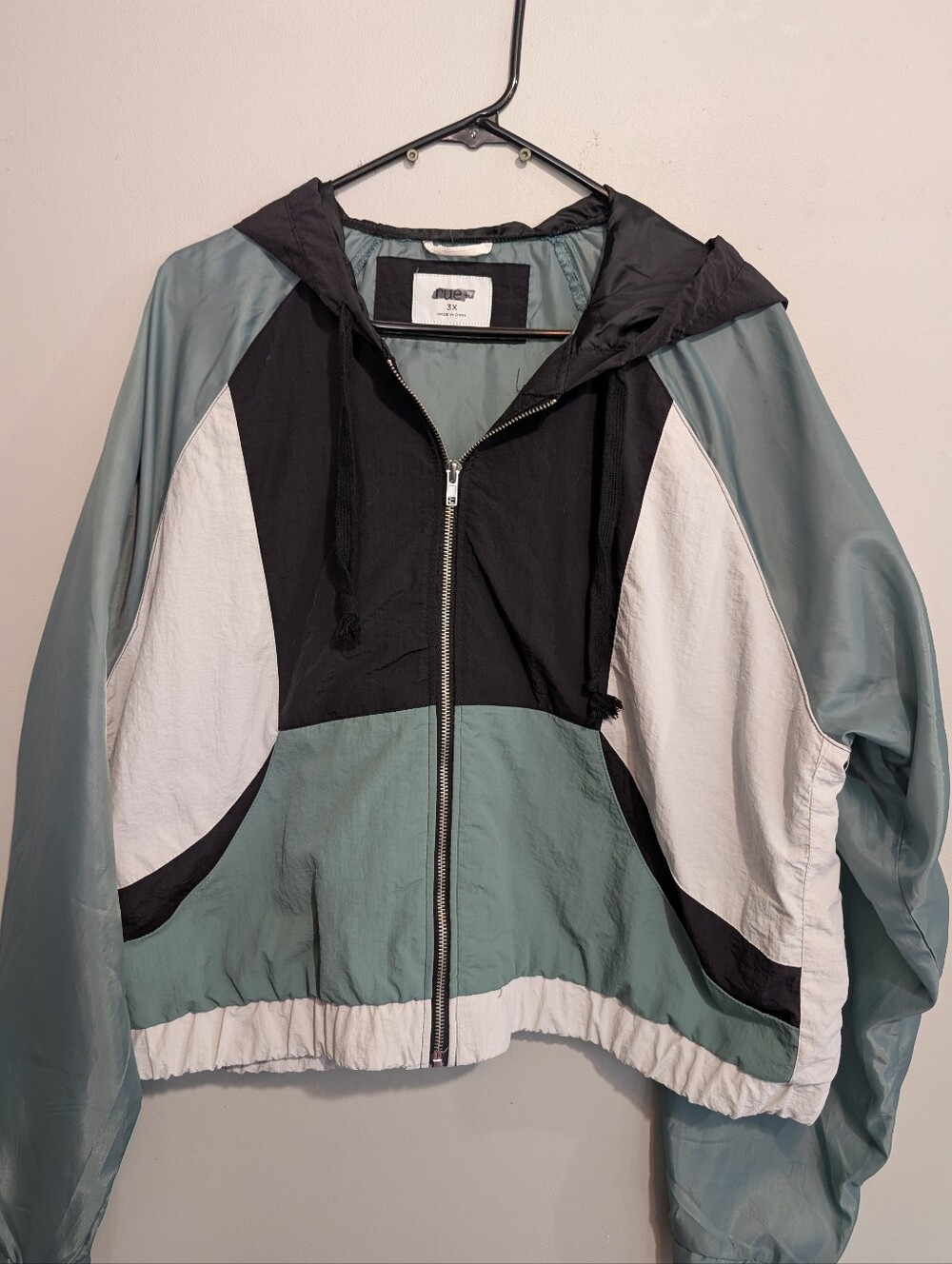Rue 21 Cropped Windbreaker Colorblock Jacket 3xl Teal Black And White